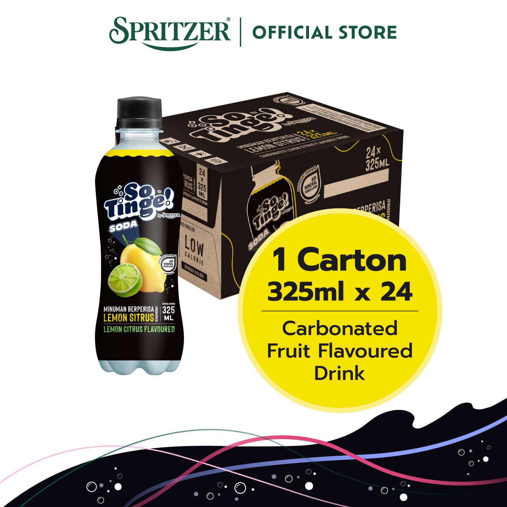 Spritzer So Tinge Carbonated Flavour Drink Lemon Citrus (325ML X 24)