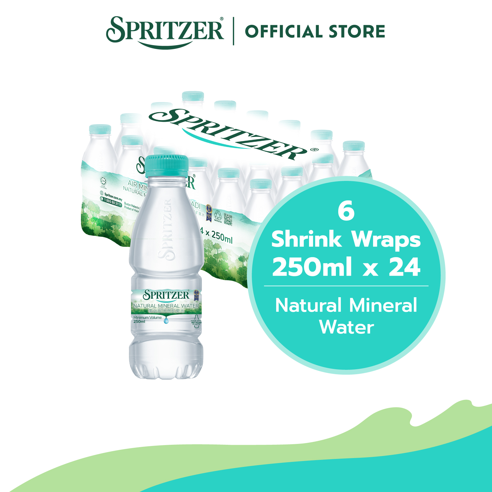 Spritzer Natural Mineral Water - 6 Shrink Wrap Bundle (250ML X 24)