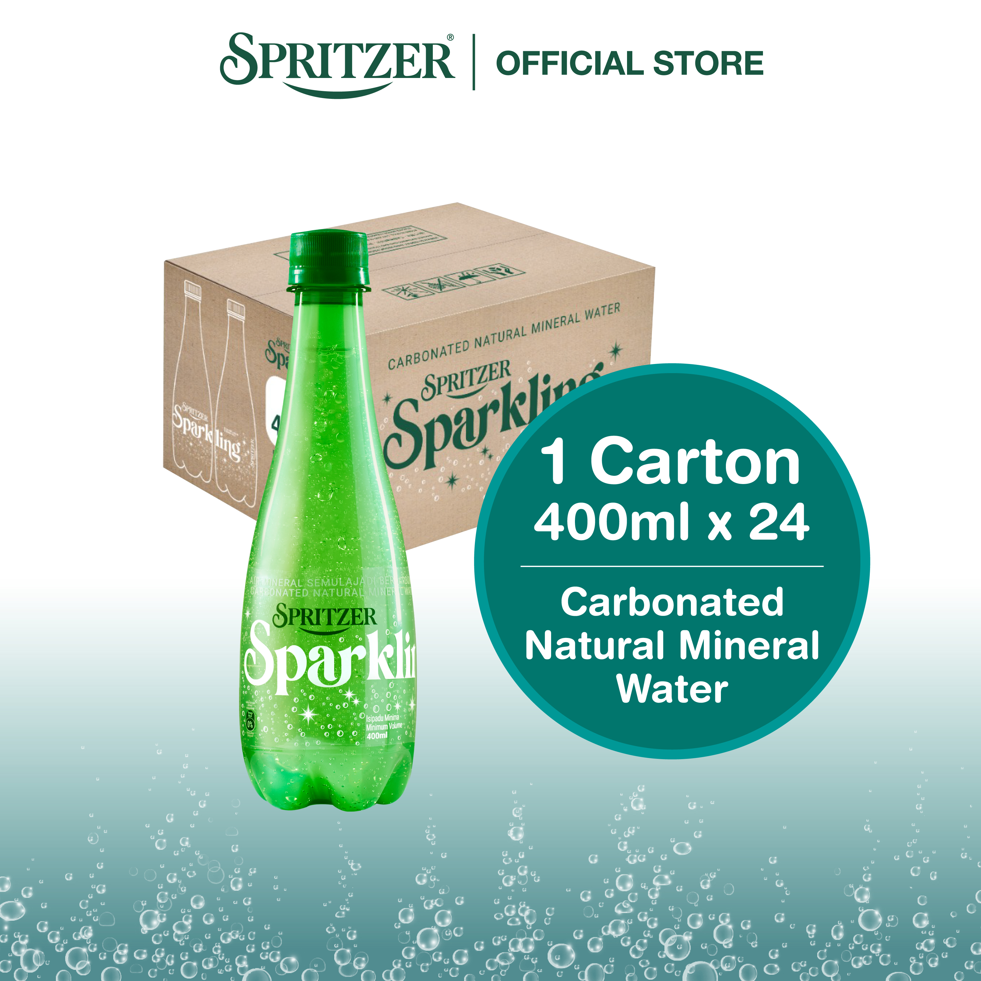 Spritzer Sparkling Natural Mineral Water (400ML X 24)