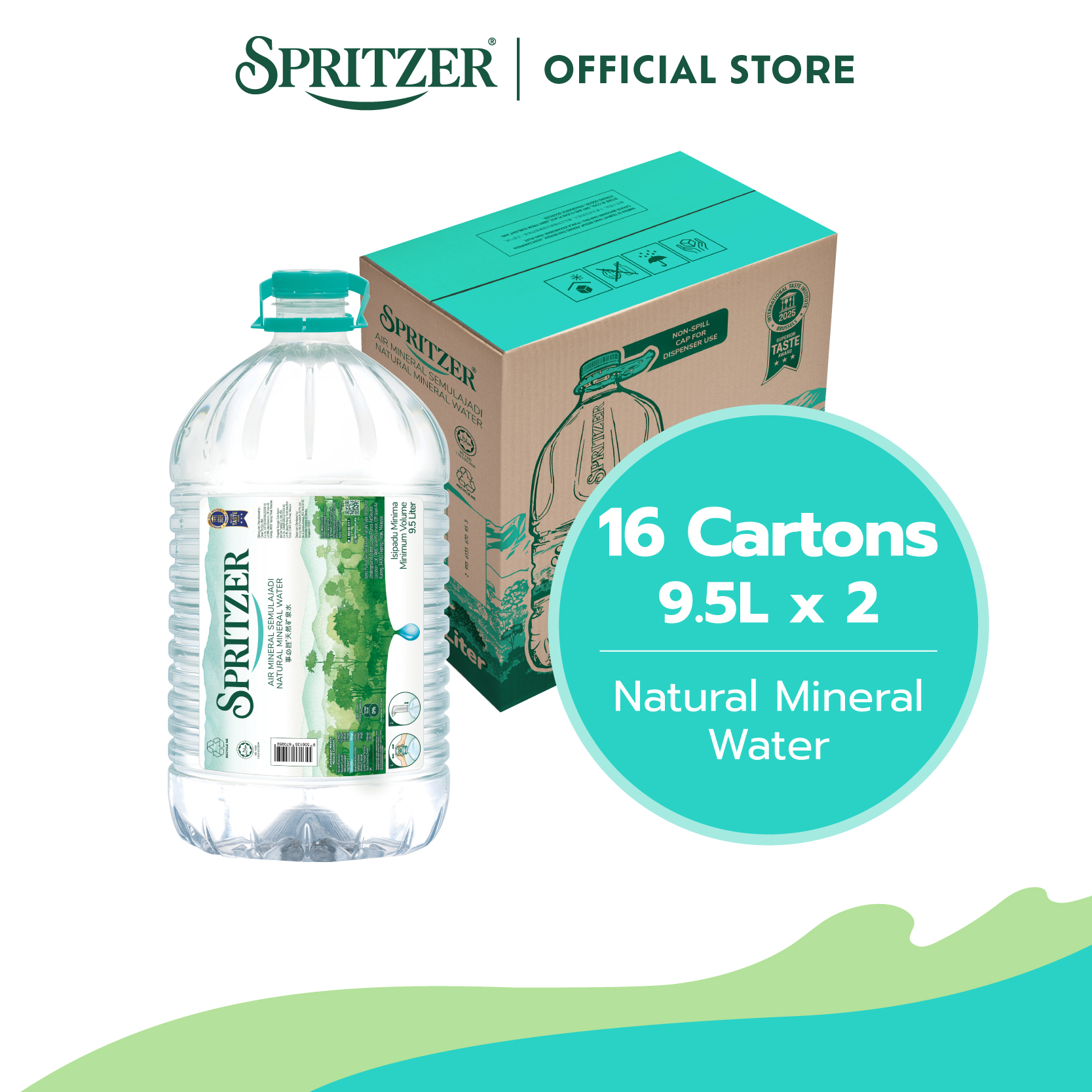Spritzer Natural Mineral Water - 16 Cartons Bundle (9.5L X 2)