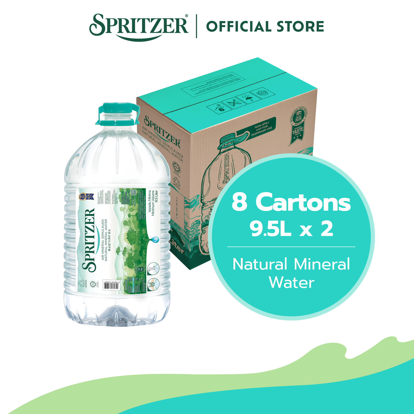 Spritzer Natural Mineral Water - 8 Cartons Bundle (9.5L X 2)