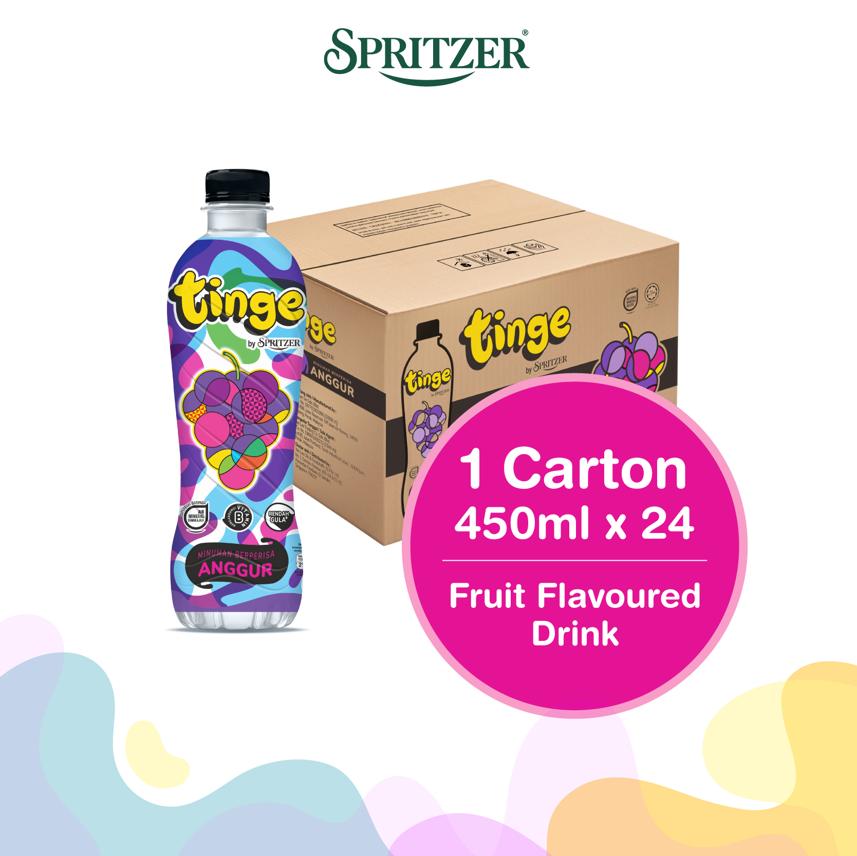 Spritzer Tinge Flavoured Drink Grape (450ML X 24)