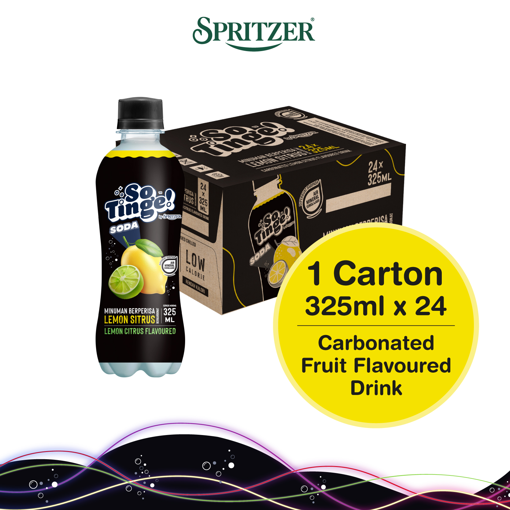 Spritzer So Tinge Carbonated Flavoured Drink Lemon Citrus (325ml X 24)