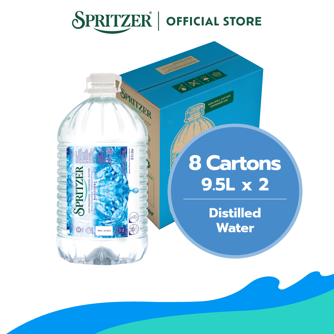 Spritzer Distilled Water - 8 Cartons Bundle (9.5L X 2)