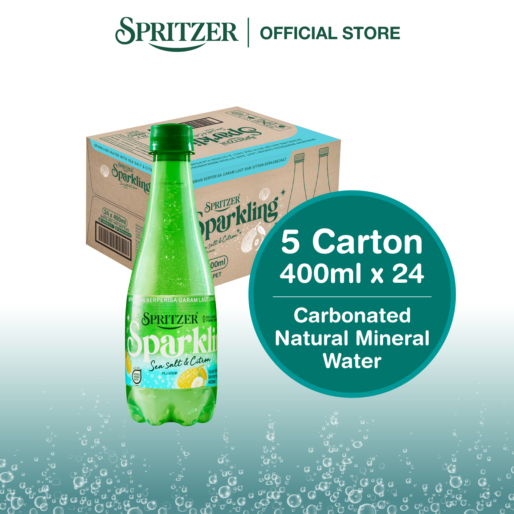 Spritzer Sparkling Sea Salt and Citron - 5 cartons bundle (400ML X 24)