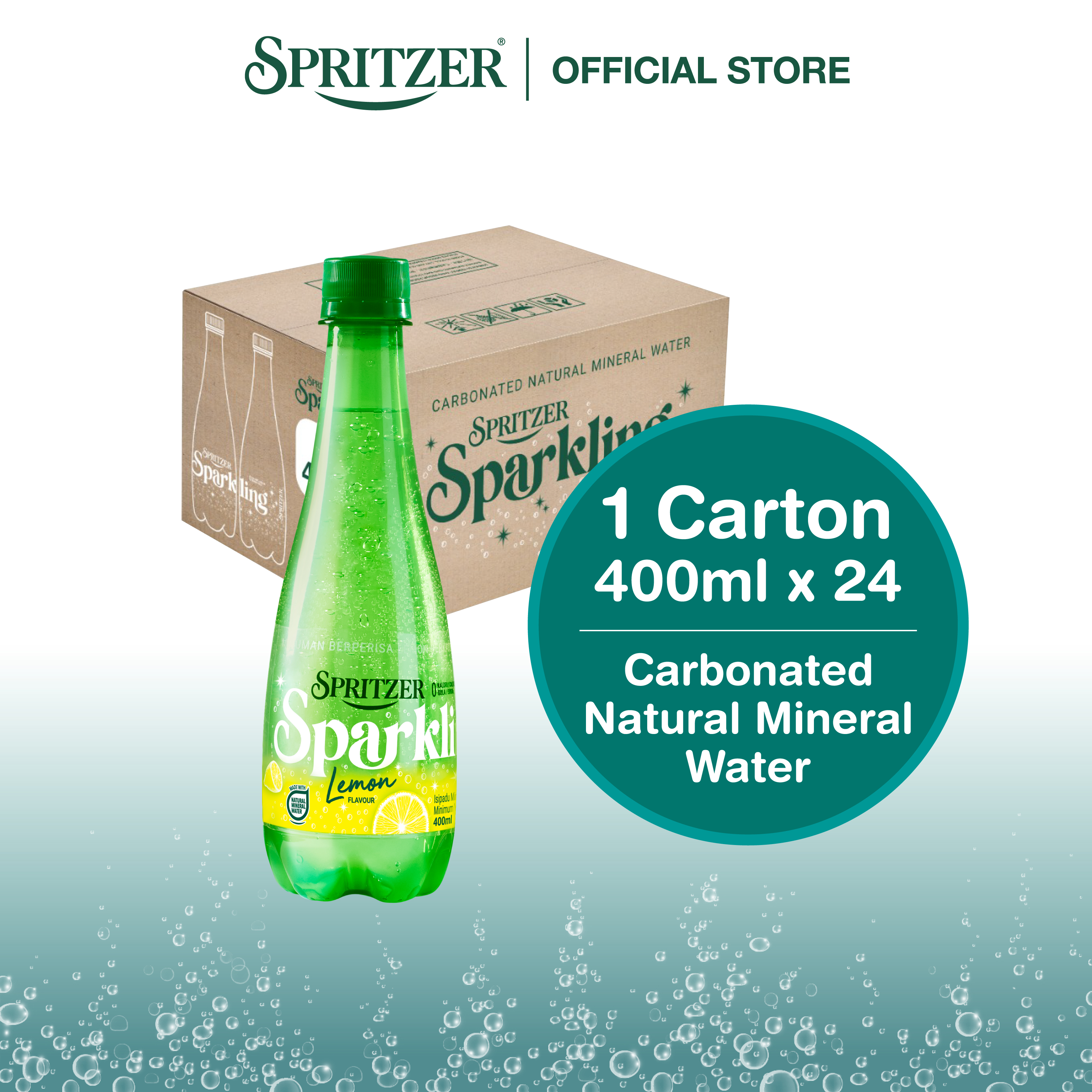 Spritzer Sparkling Natural Mineral Water With Lemon (400ML X 24)