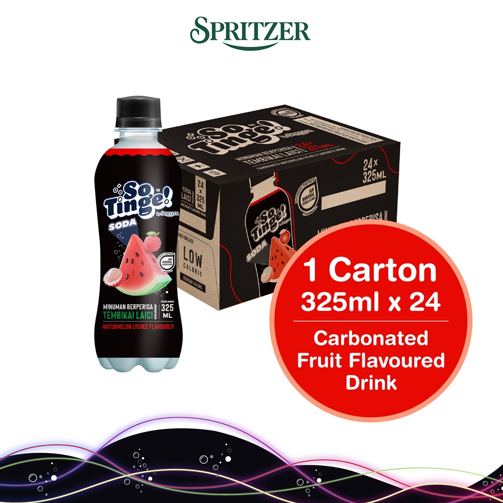 Spritzer So Tinge Carbonated Flavoured Drink Watermelon Lychee (325ml X 24)