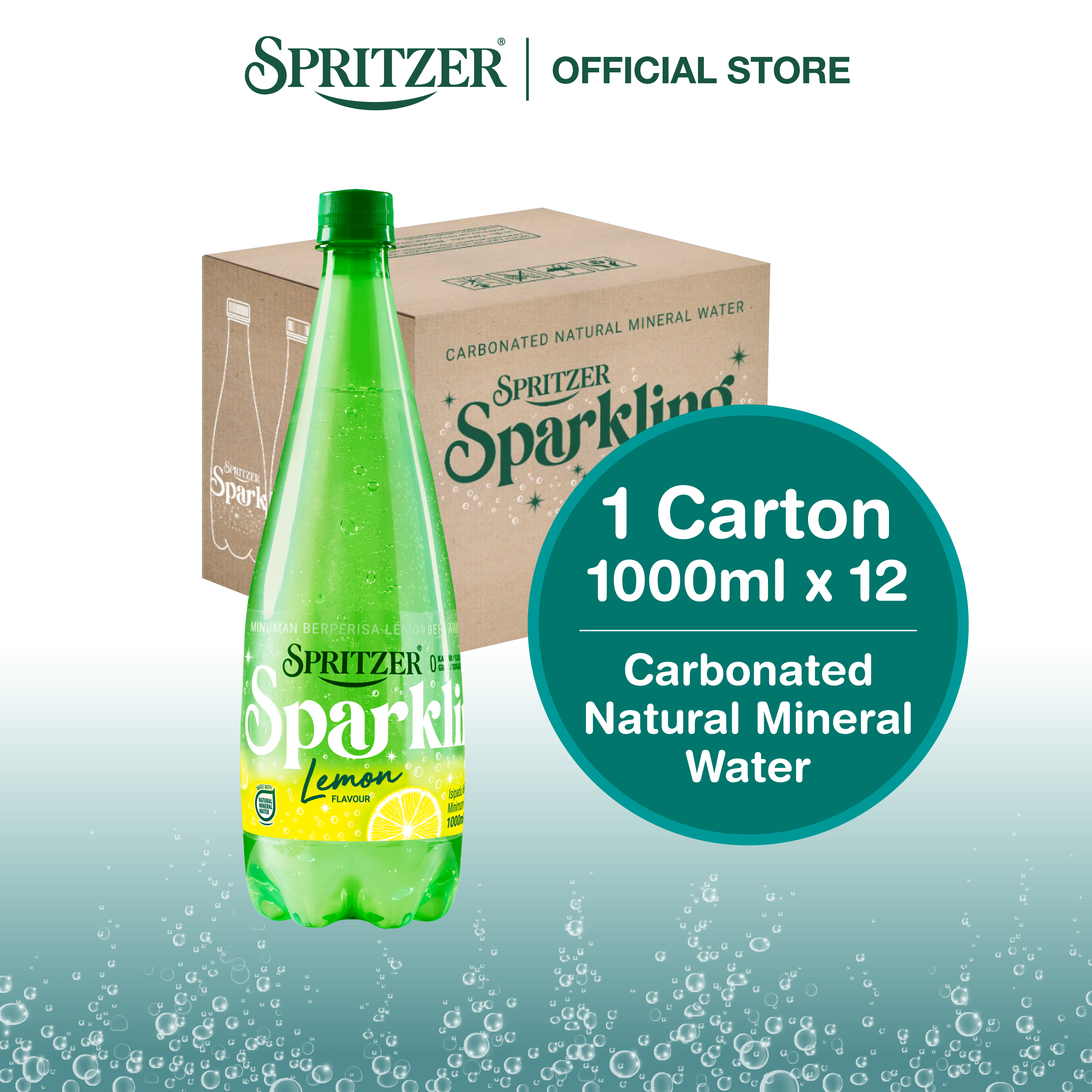 Spritzer Sparkling Natural Mineral Water With Lemon (1000ML X 12)