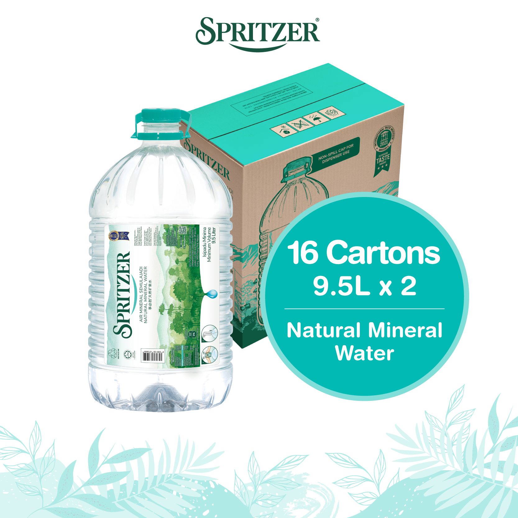 Spritzer Natural Mineral Water - 16 Cartons Bundle (9.5L X 2)