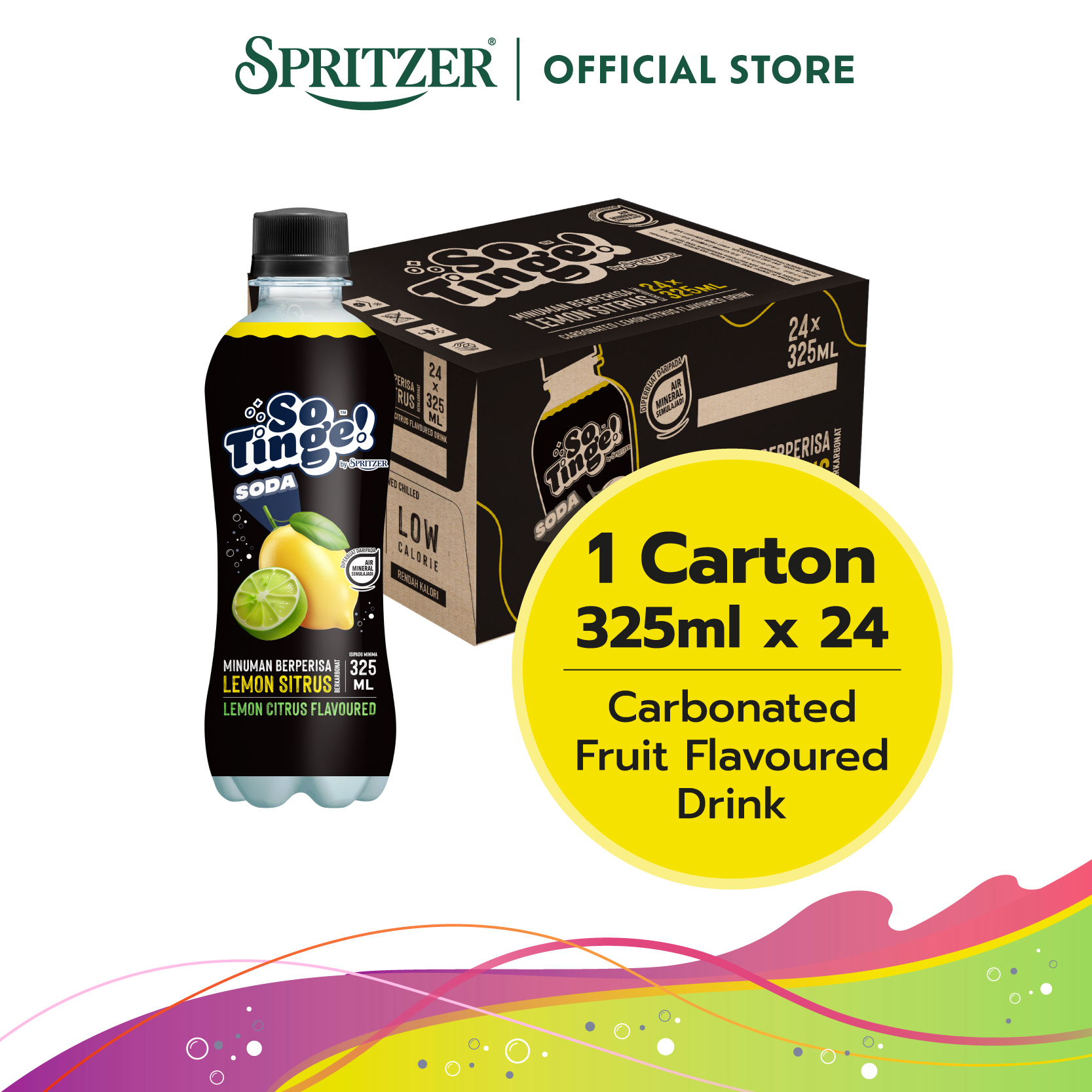 Spritzer So Tinge Carbonated Flavour Drink Lemon Citrus (325ML X 24)